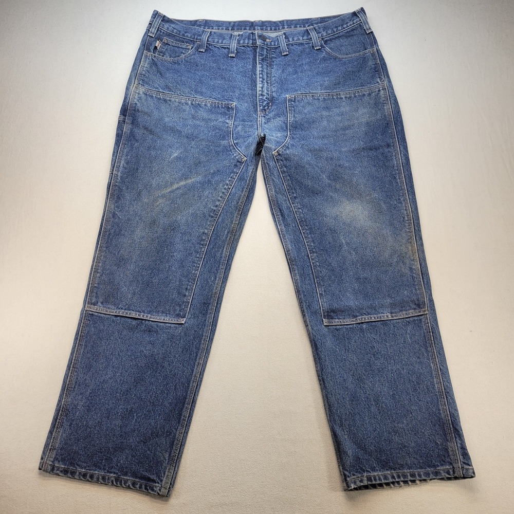 Carhartt FR Jeans Mens 46x32 Blue Relaxed Fit Flame Resistant Double Knee CAT 2